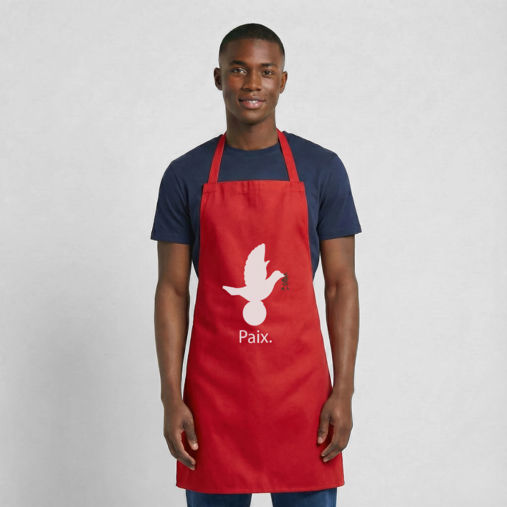 Tablier de cuisine Paix blanc - Lusoquot - rouge