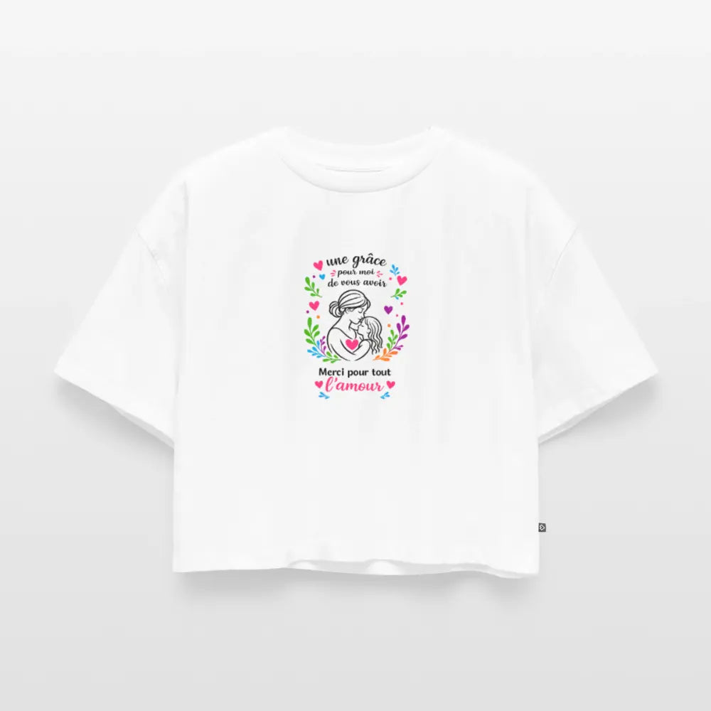 Crop top Premium bio Oversize Femme fête des mères Pax rose - Lusoquot - blanc