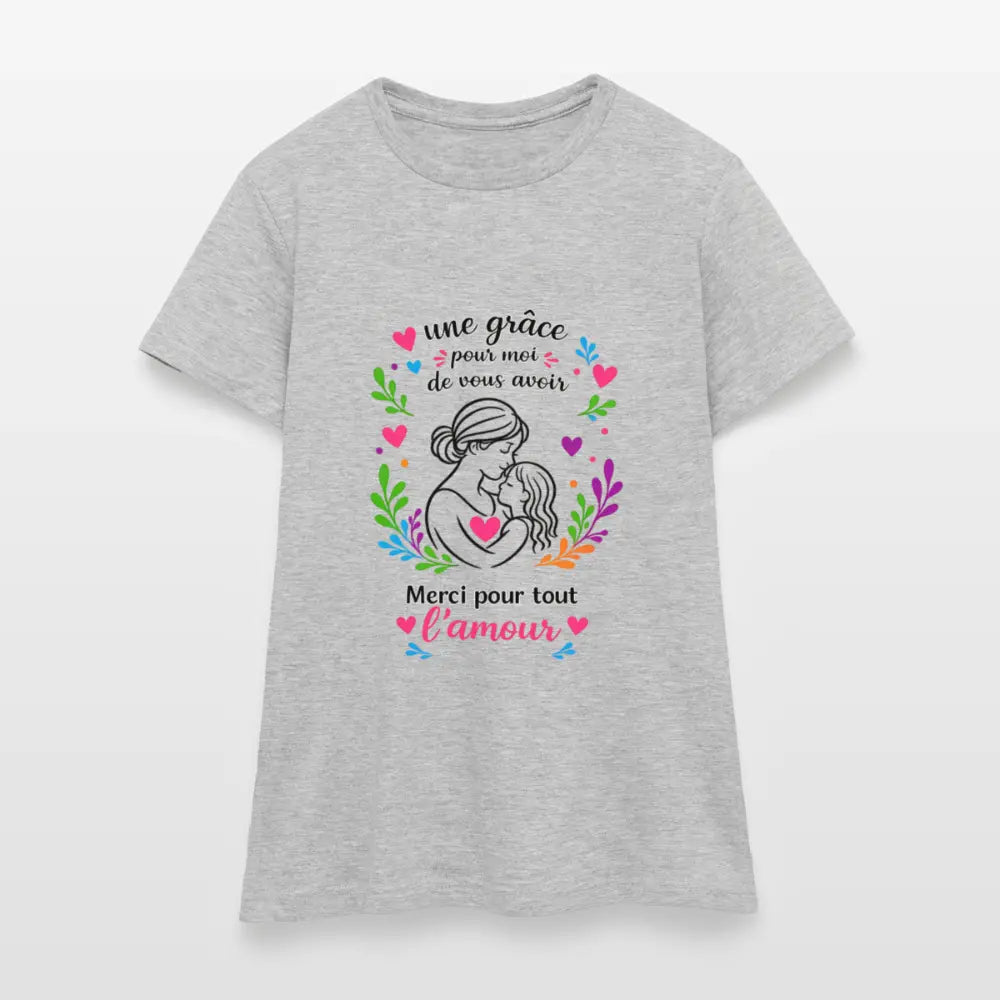 T-shirt Femme fête des mères Ntifafa rose - Lusoquot - gris chiné