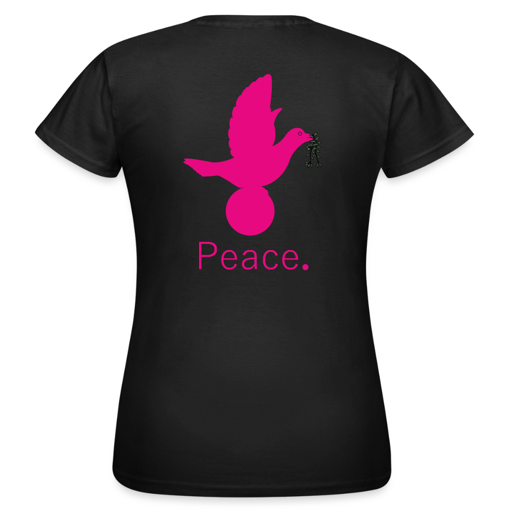 T-shirt Femme coeur Peace rose  - Lusoquot - noir