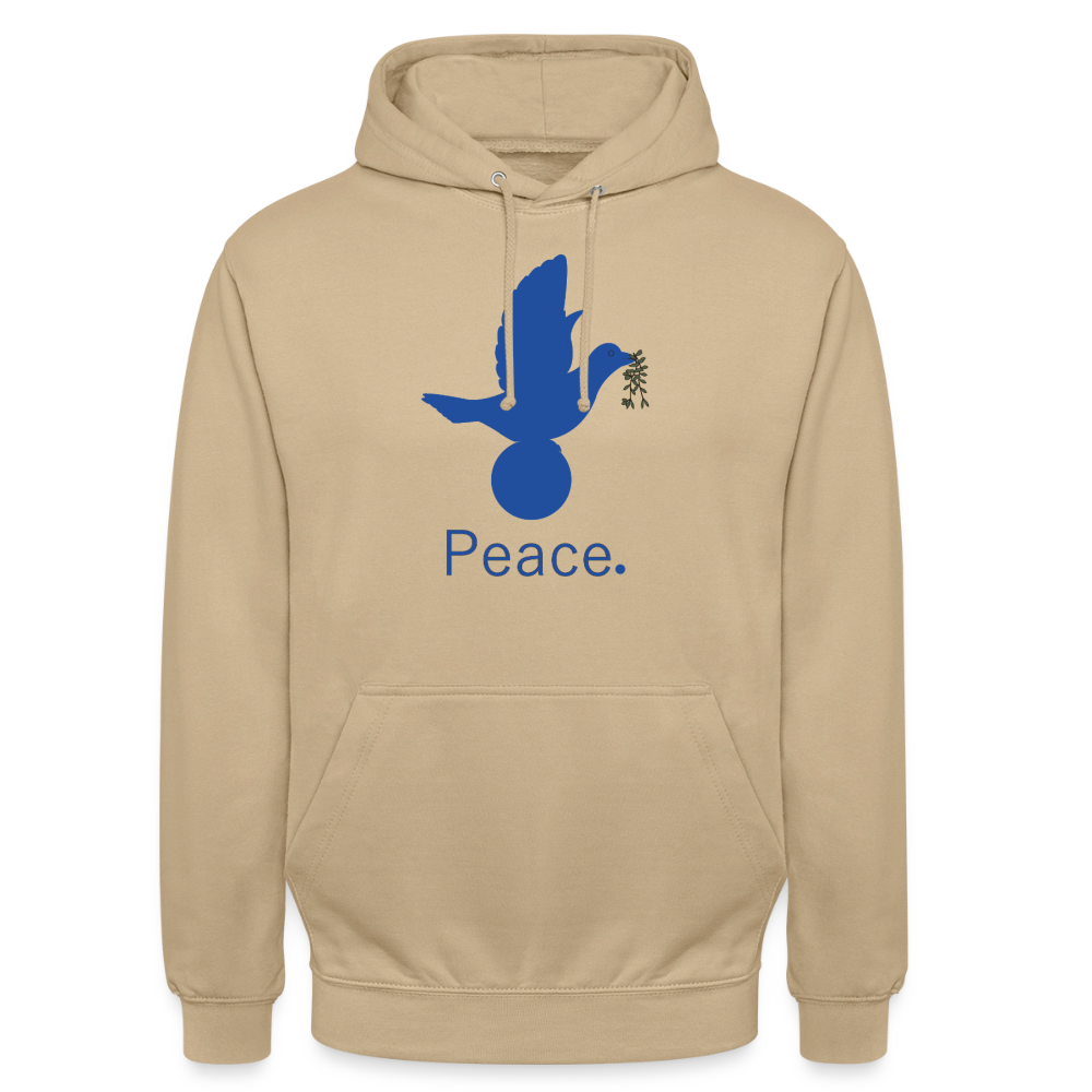 Sweat-shirt à capuche unisexe Peace bleu - beige