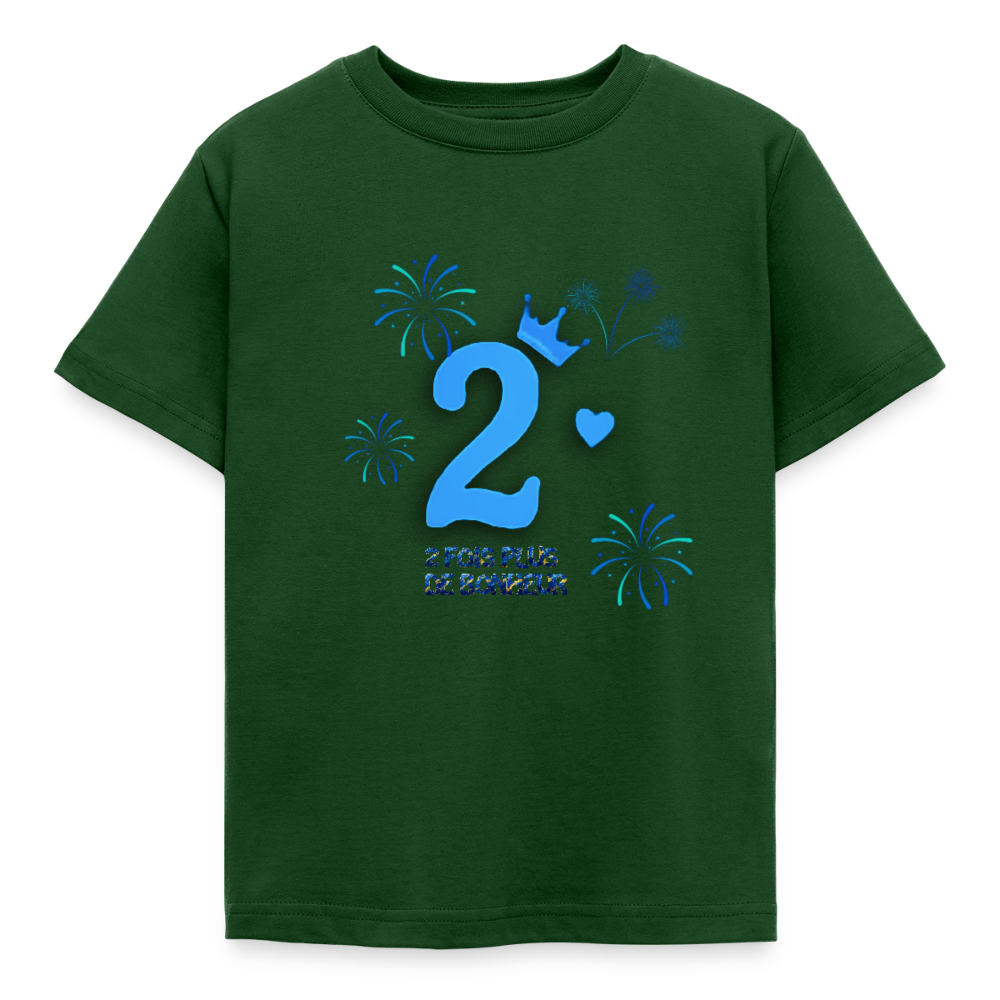 T-shirt Enfant anniversaire 2 ans Lapè bleu - Lusoquot - vert forêt