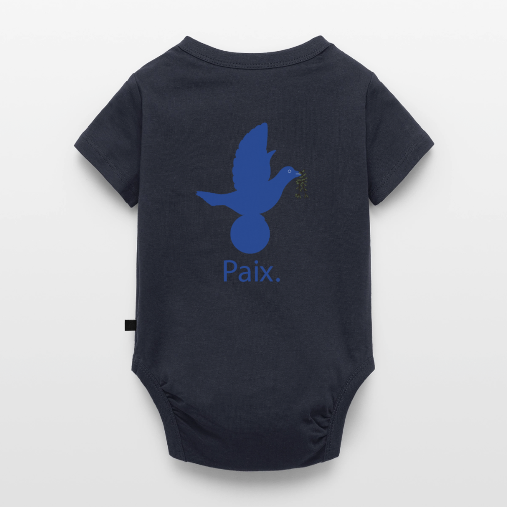 Body Bébé bio manches courtes anniversaire 1an Paix bleu - Lusoquot - bleu marine
