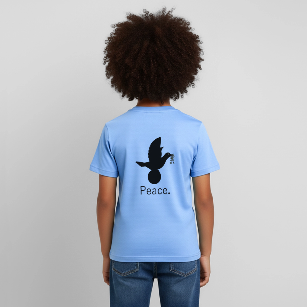 T-shirt Enfant_peaceandjoy_peace_noir - bleu ciel