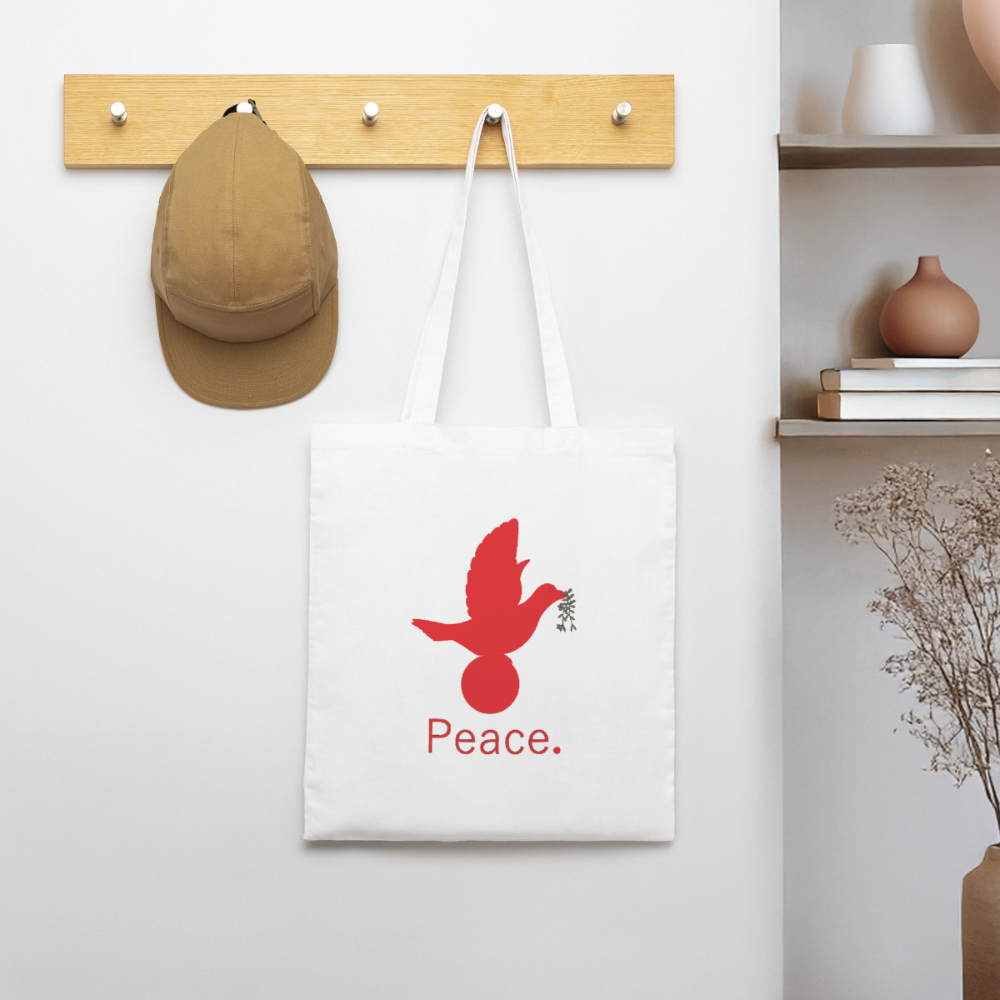 Tote bag bio Stanley/Stella Peace rouge - Lusoquot - blanc