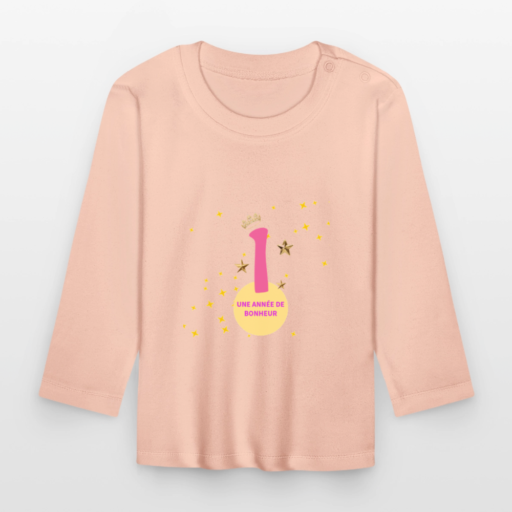 T-shirt manches longues Bébé anniversaire 1an - Lusoquot - rose cristal