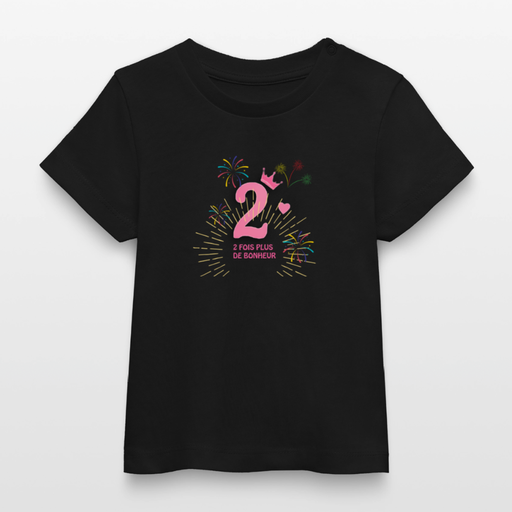 T-shirt bébé bio Stanley/Stella anniaversaire 2 ans Ntifafa rose - Lusoquot - noir