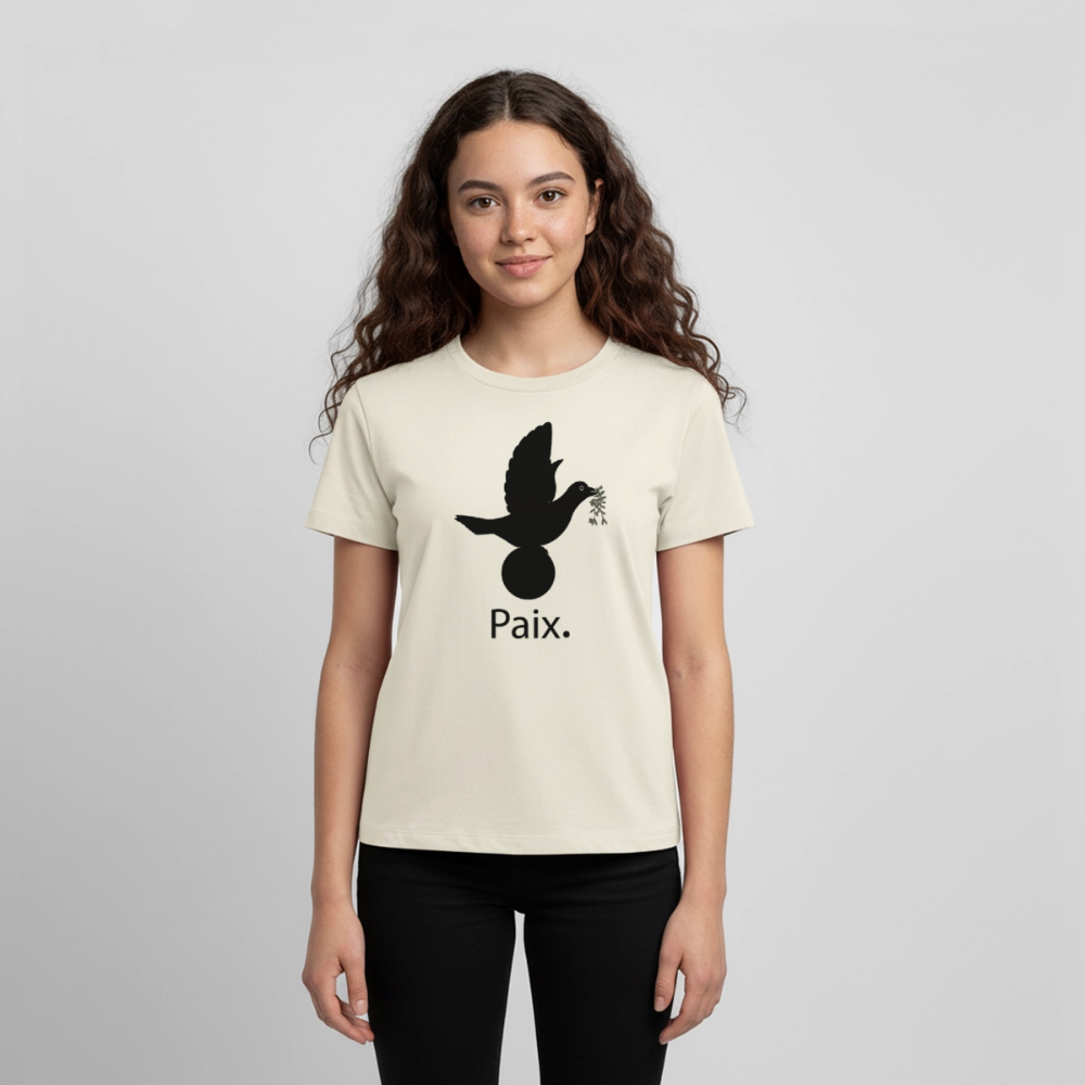 T-shirt Premium Ado Paix noir - Lusoquot - blanc cassé