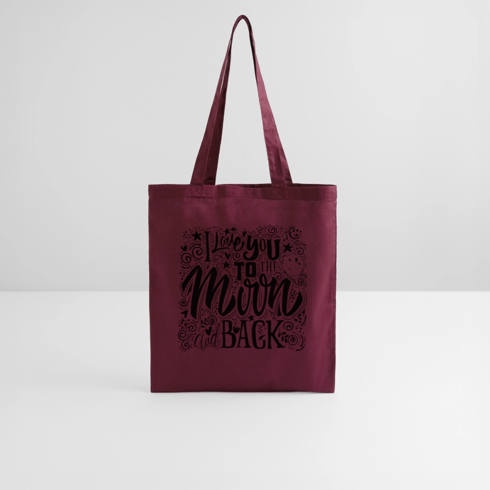 Tote Bag I love you to moon and back Peace noir - Lusoquot - bordeaux