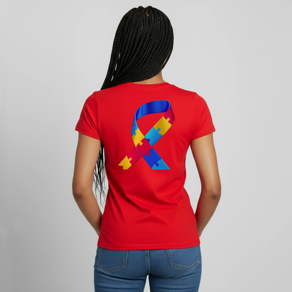 T-shirt Femme trisomie 21 Paix jaune - Lusoquot - rouge