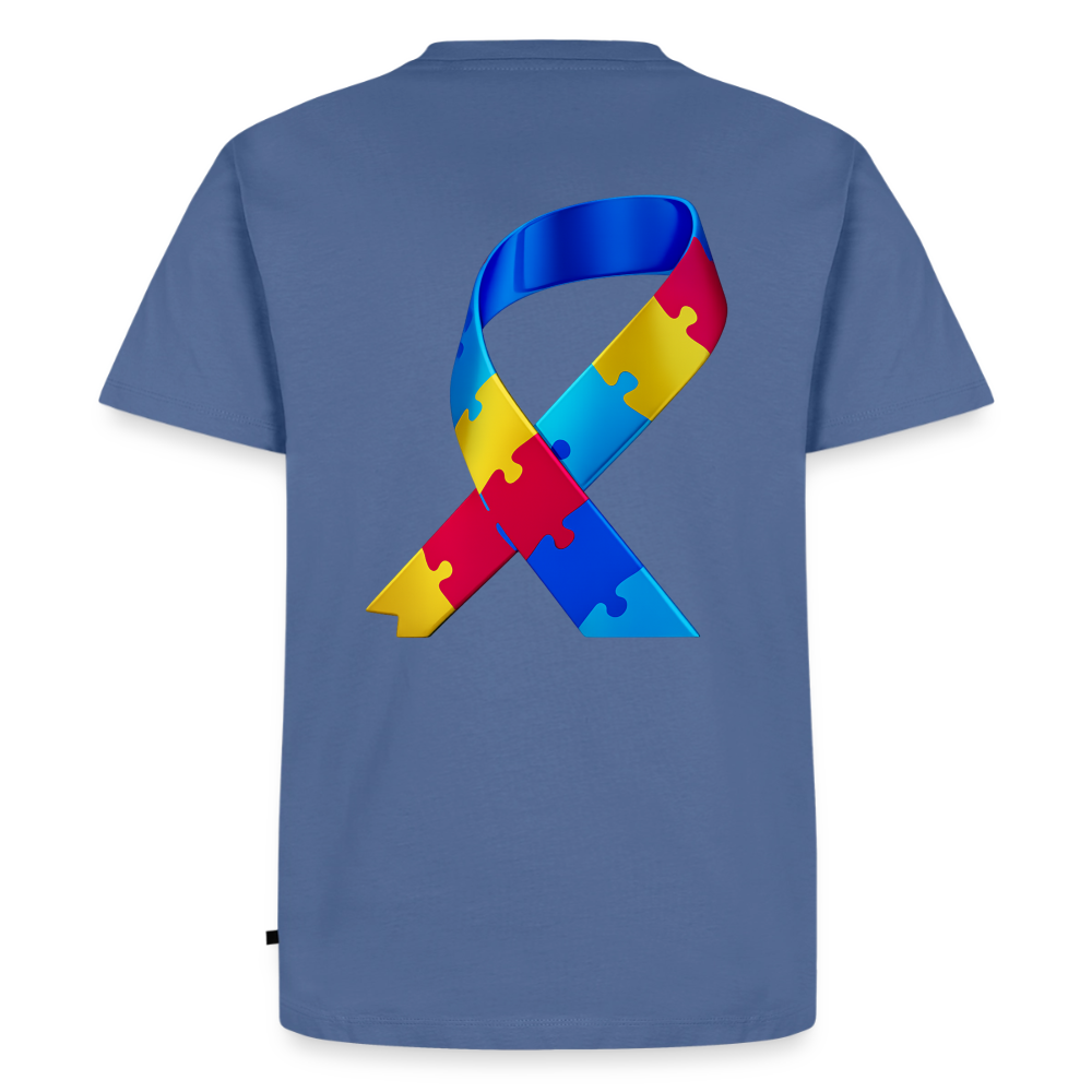 T-shirt Premium Homme trisomie 21  Paix jaune - Lusoquot - bleu pigeon