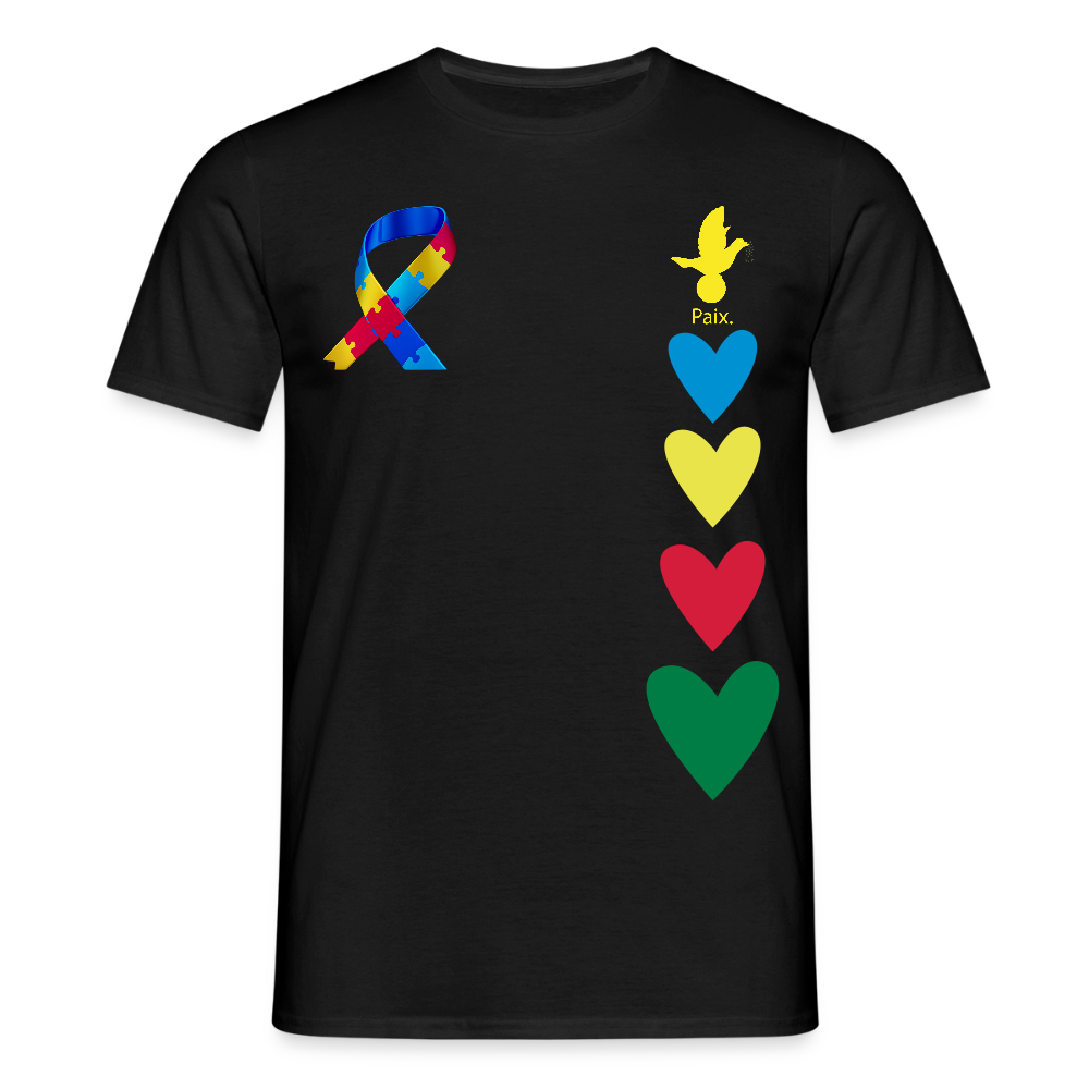 T-shirt Homme -journeemondiale trisomie 21 mars- Peace jaune - noir
