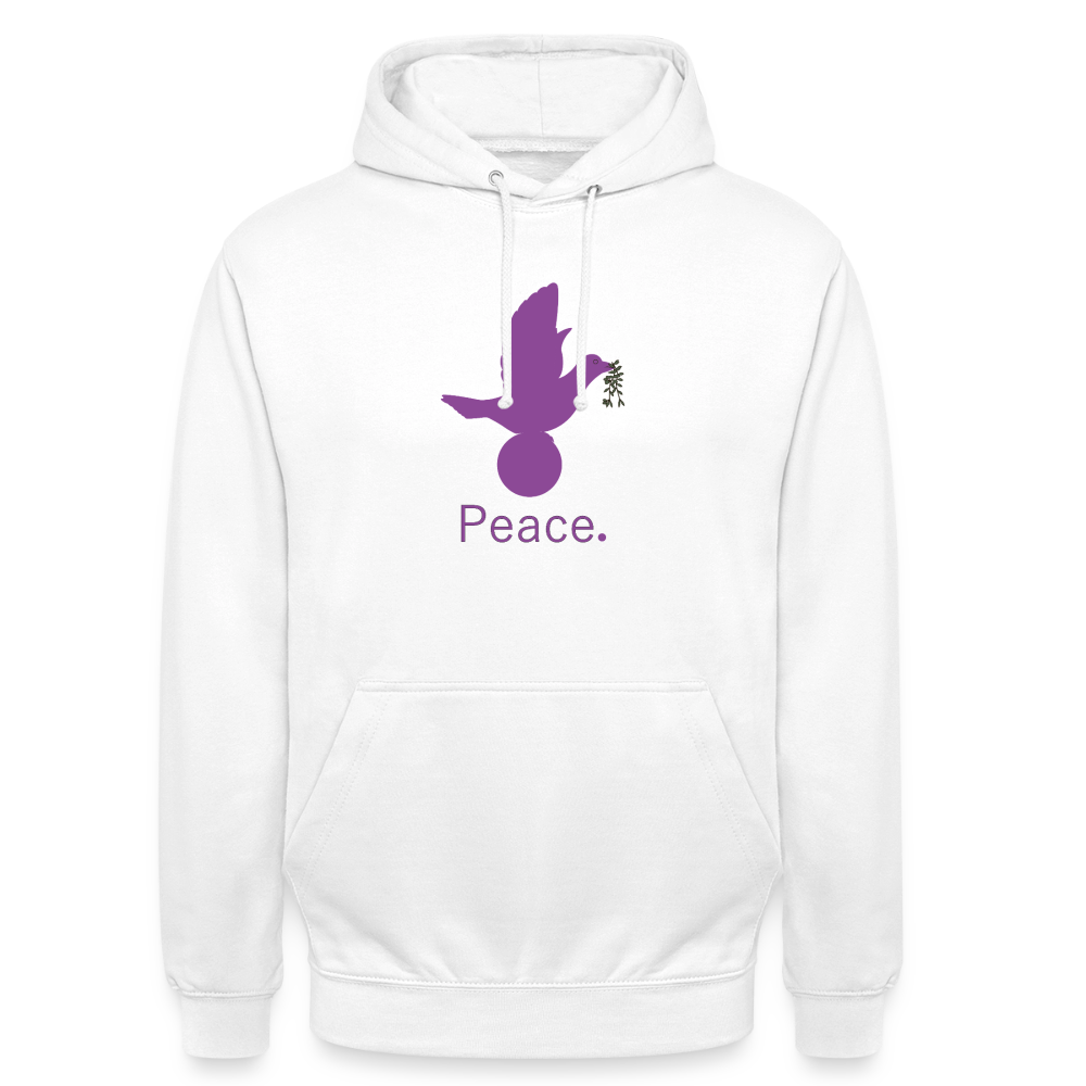 Sweat-shirt à capuche unisexe Peace mauve Lusoquot - blanc