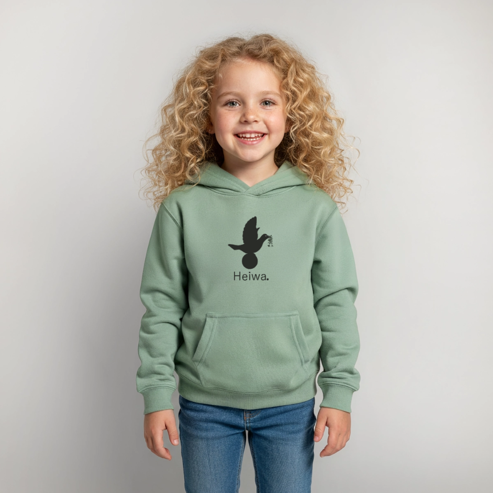 Sweat à capuche Enfant Heiwa noir - Lusoquot - vert-de-gris