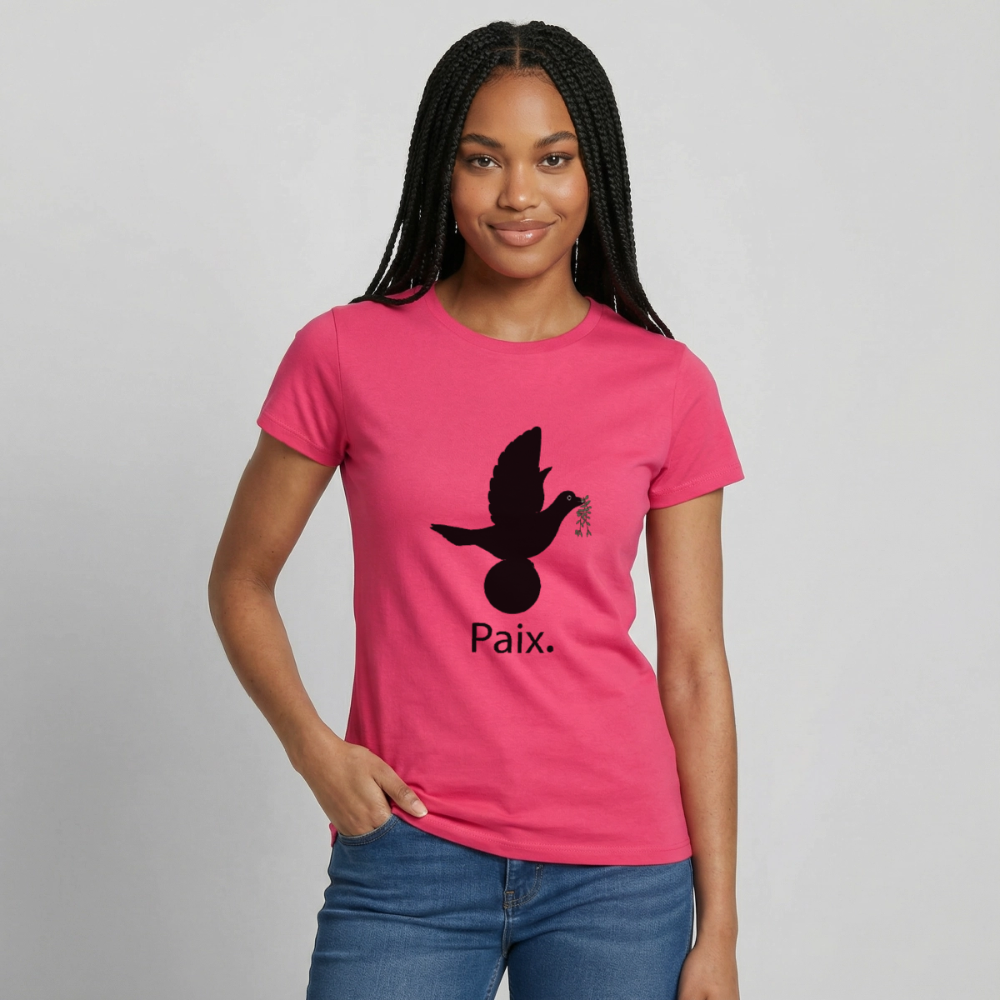 T-shirt Femme Paix noir - Lusoquot - rose azalée