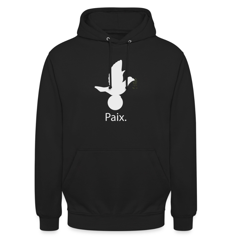 Sweat-shirt à capuche unisexe Paix blanc - Lusoquot - noir