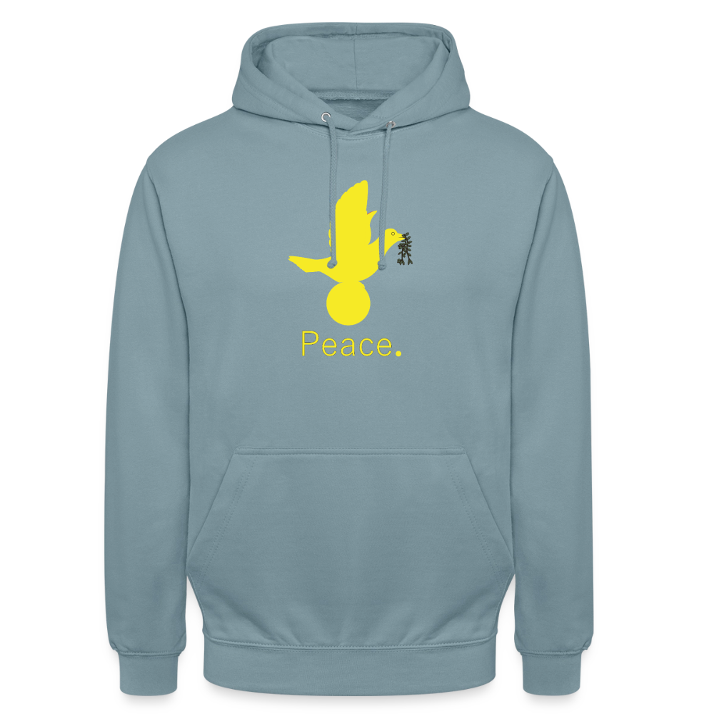 Sweat-shirt à capuche unisexe Peace jaune Lusoquot - bleu fumée