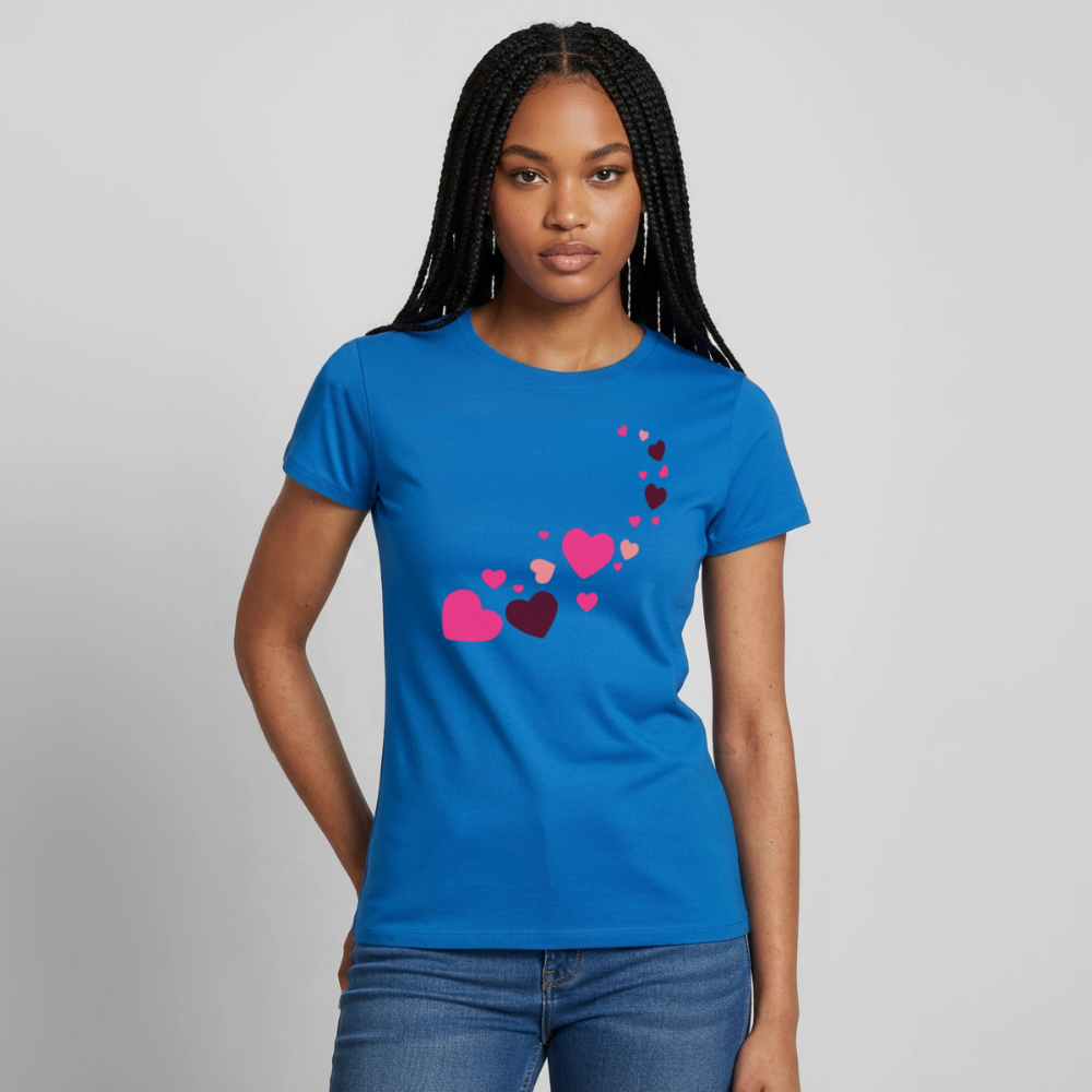T-shirt Femme coeur Peace rose  - Lusoquot - bleu royal