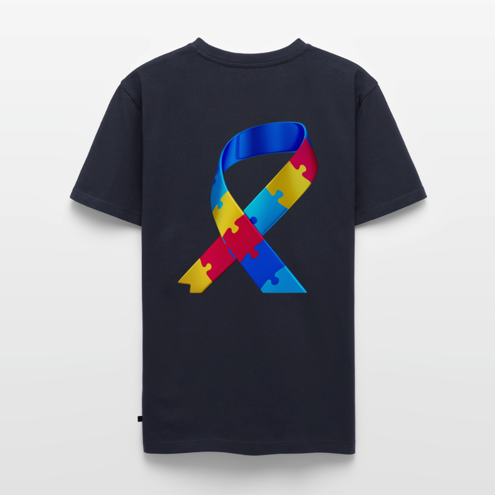 T-shirt Premium Homme trisomie 21  Paix jaune - Lusoquot - bleu marine