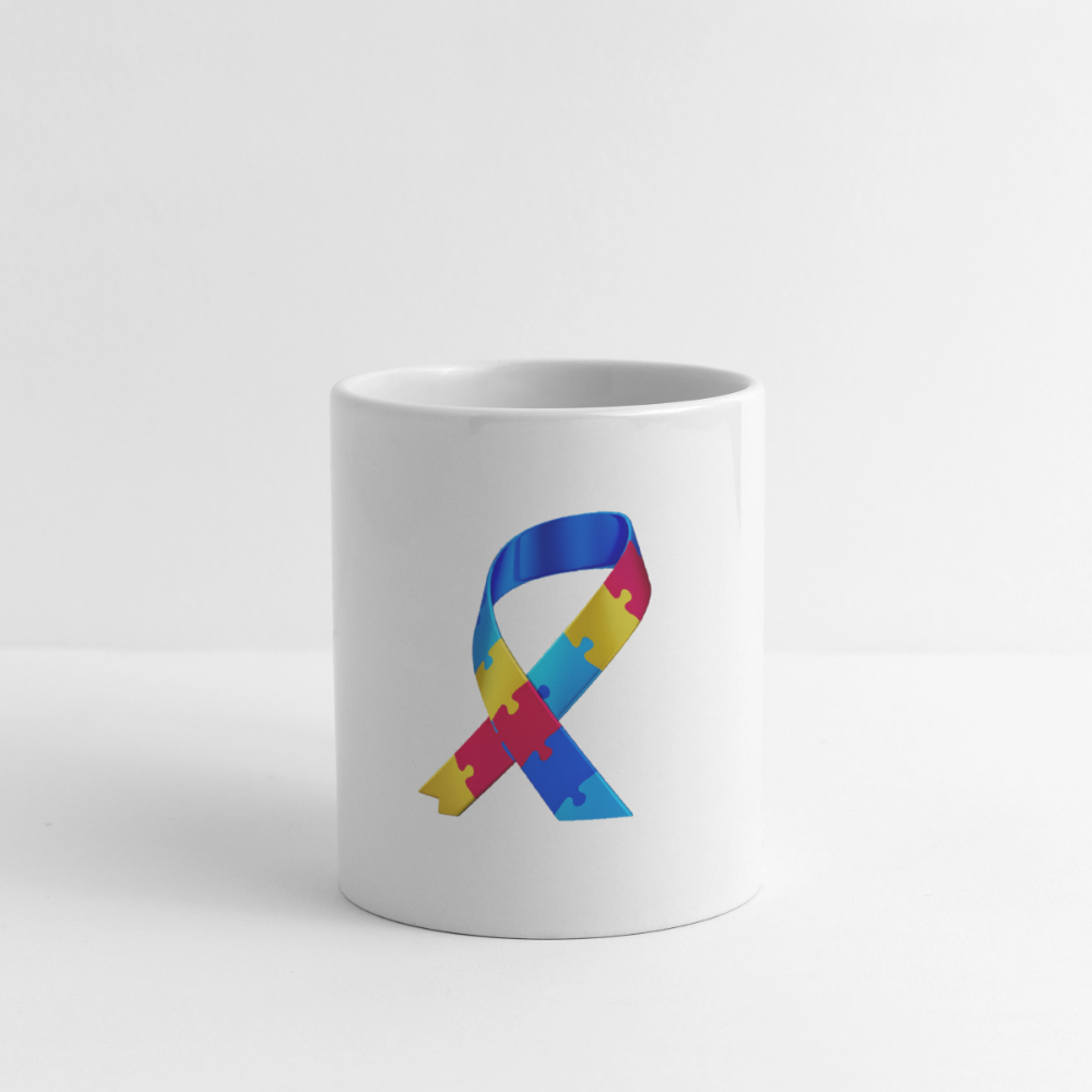 Mug blanc - trisomie-21 -journeemondiale - Peace jaune - blanc