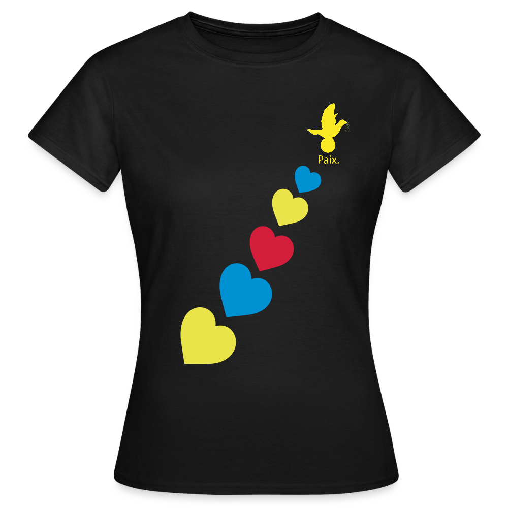 T-shirt Femme trisomie 21 Paix jaune - Lusoquot - noir