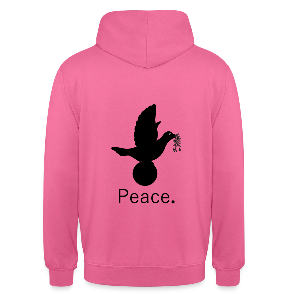 Sweat-shirt à capuche unisexe_peace_noir_peaceandjoy - rose