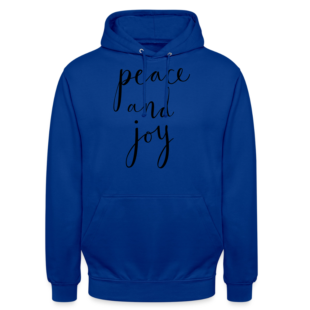 Sweat-shirt à capuche unisexe_peace_noir_peaceandjoy - bleu royal
