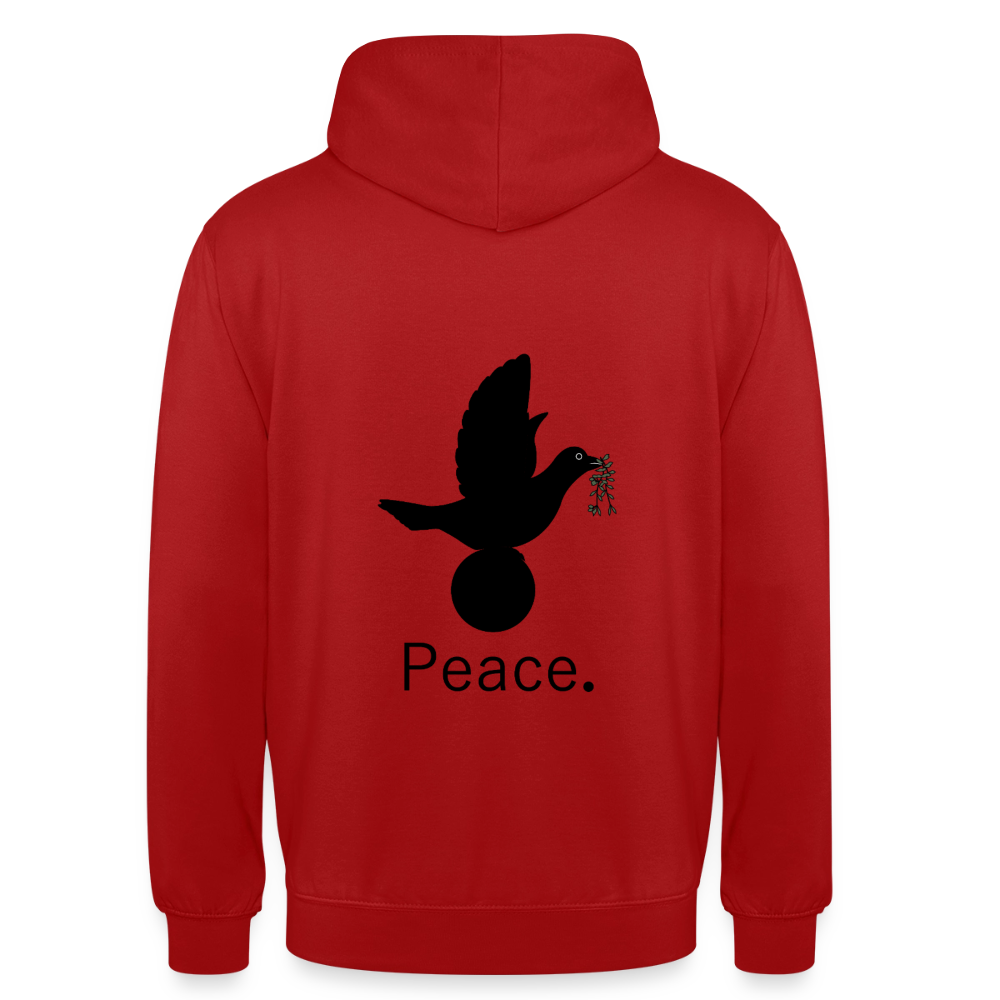 Sweat-shirt à capuche unisexe_peace_noir_peaceandjoy - rouge