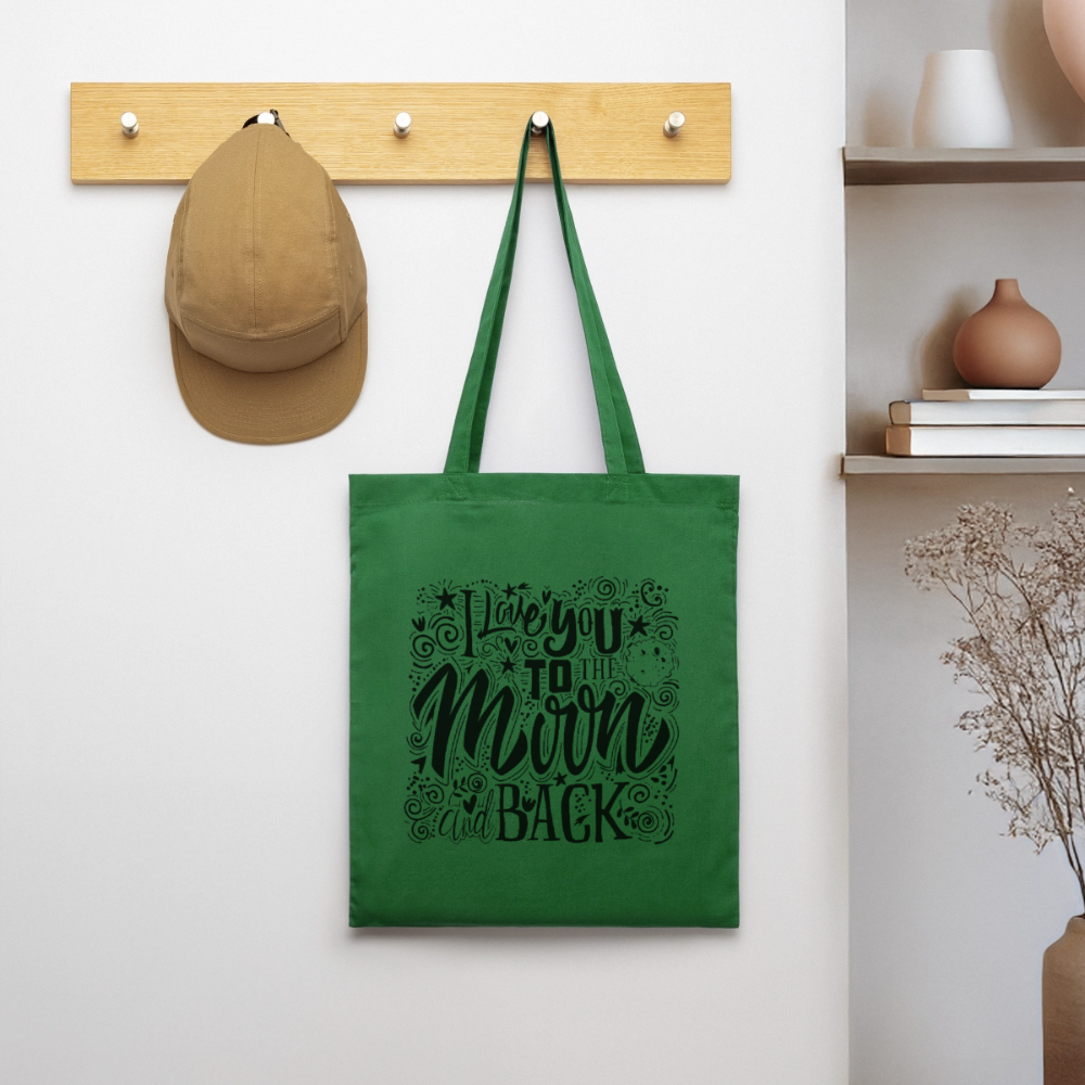 Tote Bag I love you to moon and back Peace noir - Lusoquot - vert sapin