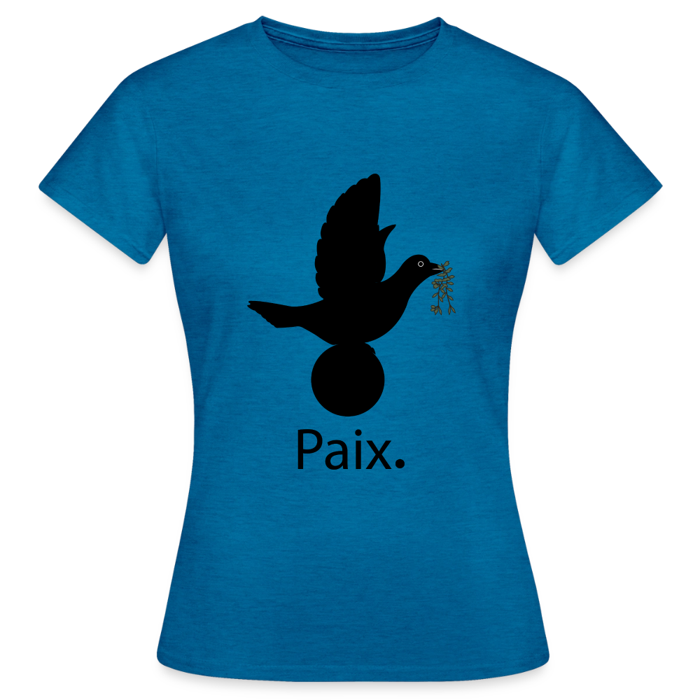 T-shirt Femme Paix noir - Lusoquot - bleu saphir antique chiné