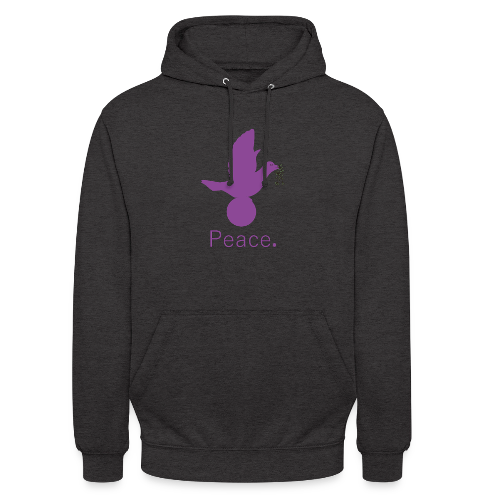 Sweat-shirt à capuche unisexe Peace mauve Lusoquot - charbon