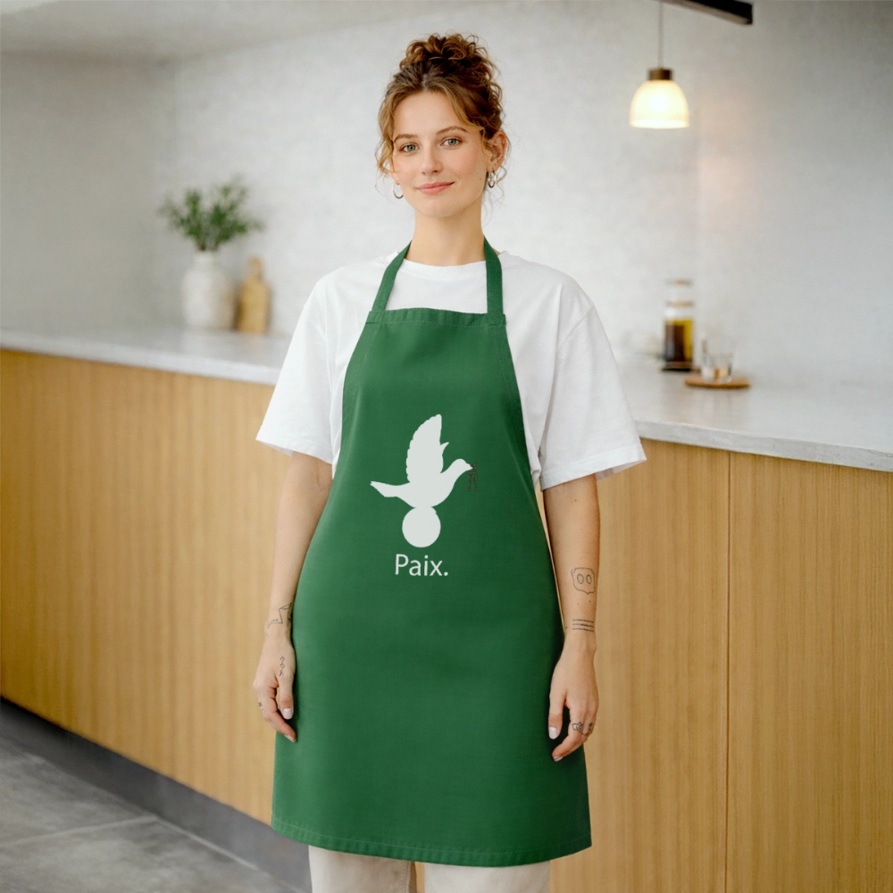 Tablier de cuisine Paix blanc - Lusoquot - vert foncé
