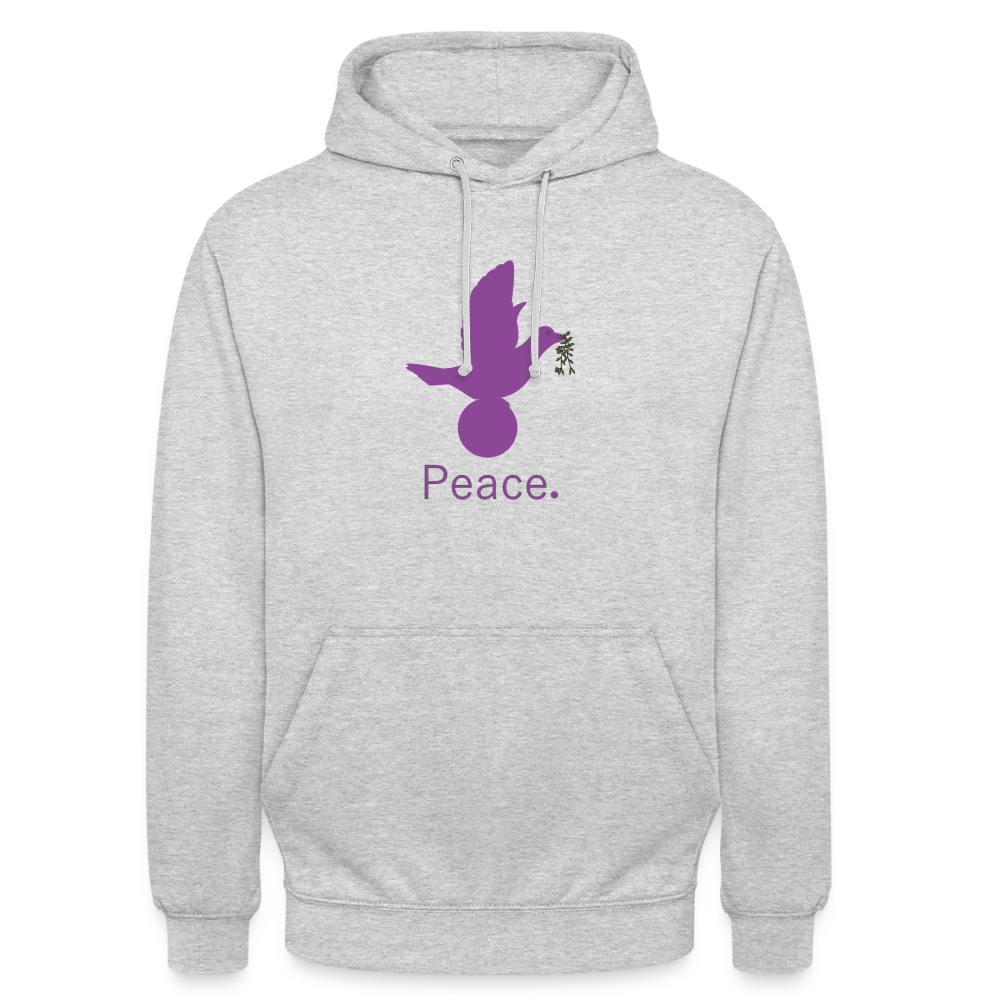 Sweat-shirt à capuche unisexe Peace mauve Lusoquot - gris clair chiné
