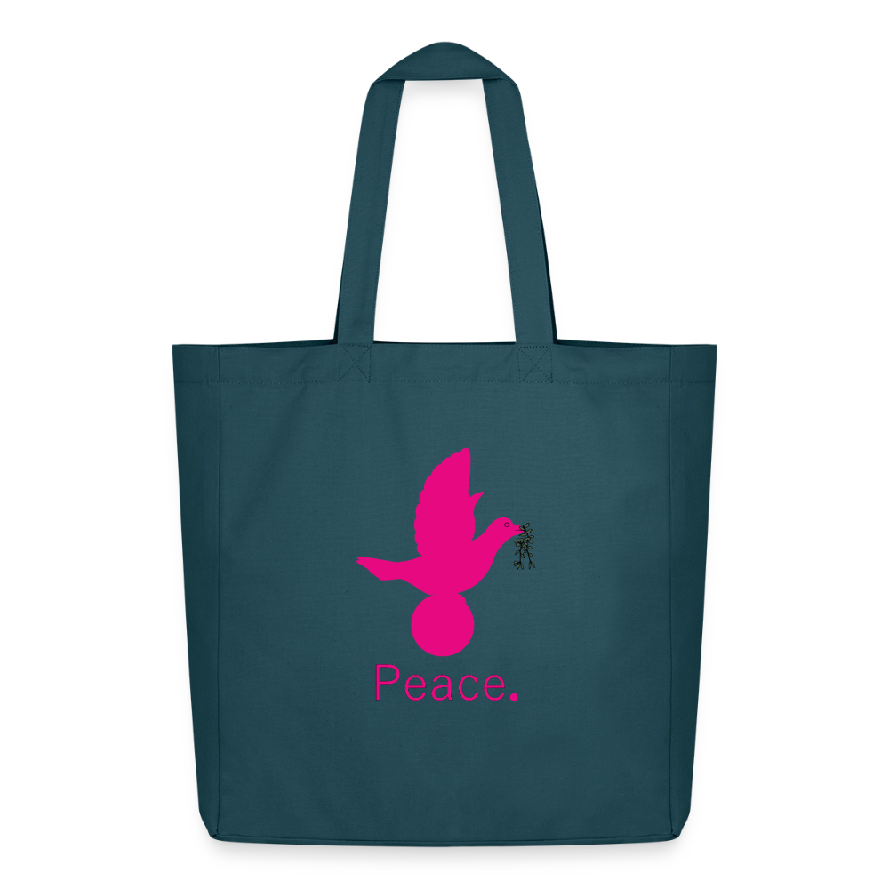 Tote bag Stanley/Stella Midweight recyclé Coeur Peace rose - Lusoquot - bleu pétrole foncé