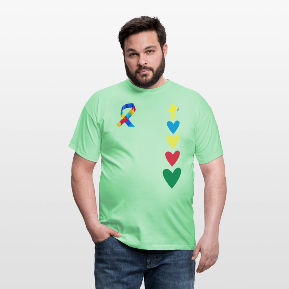 T-shirt Homme -journeemondiale trisomie 21 mars- Peace jaune - vert menthe