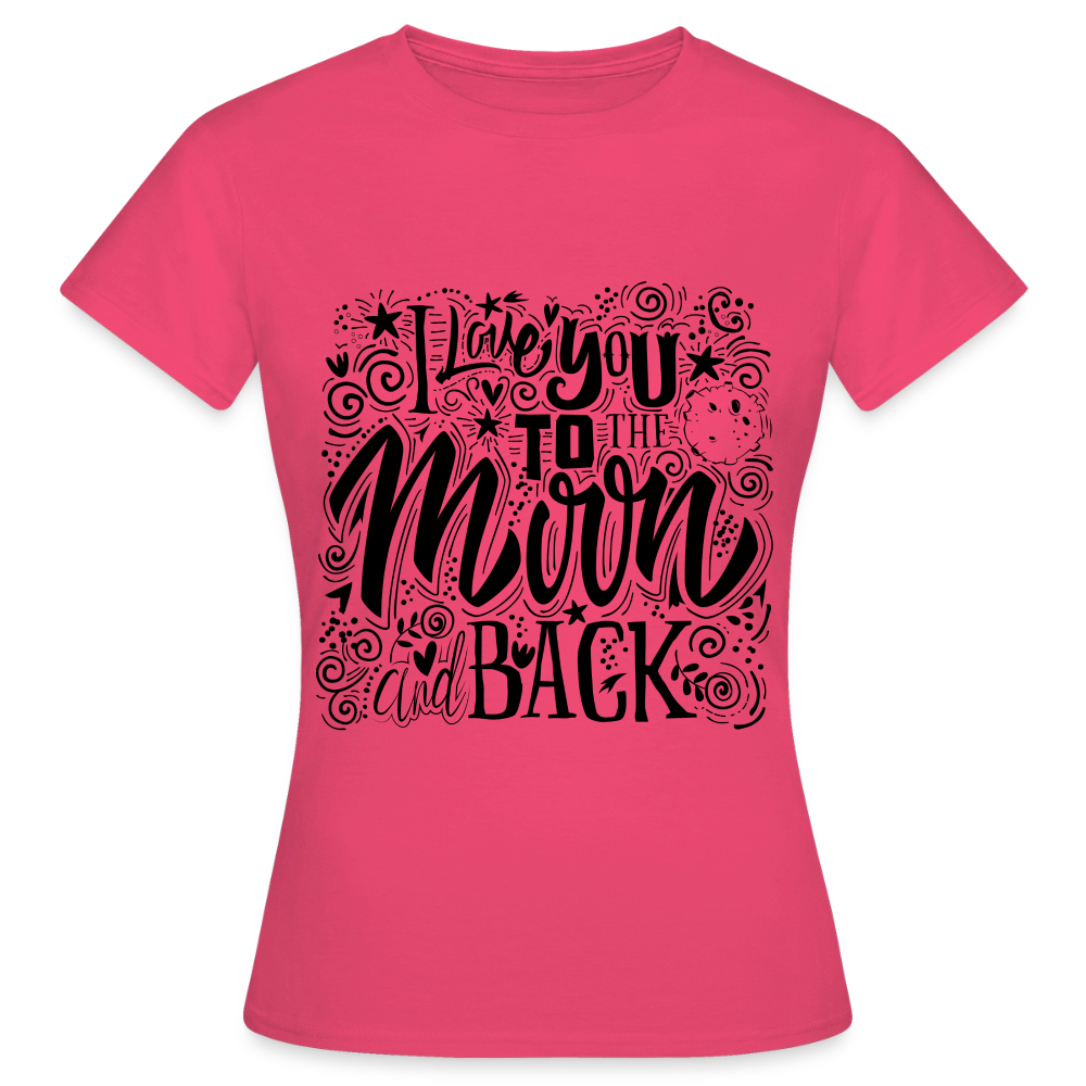 T-shirt Femme I love you to moon and back Peace noir - Lusoquot - rose azalée