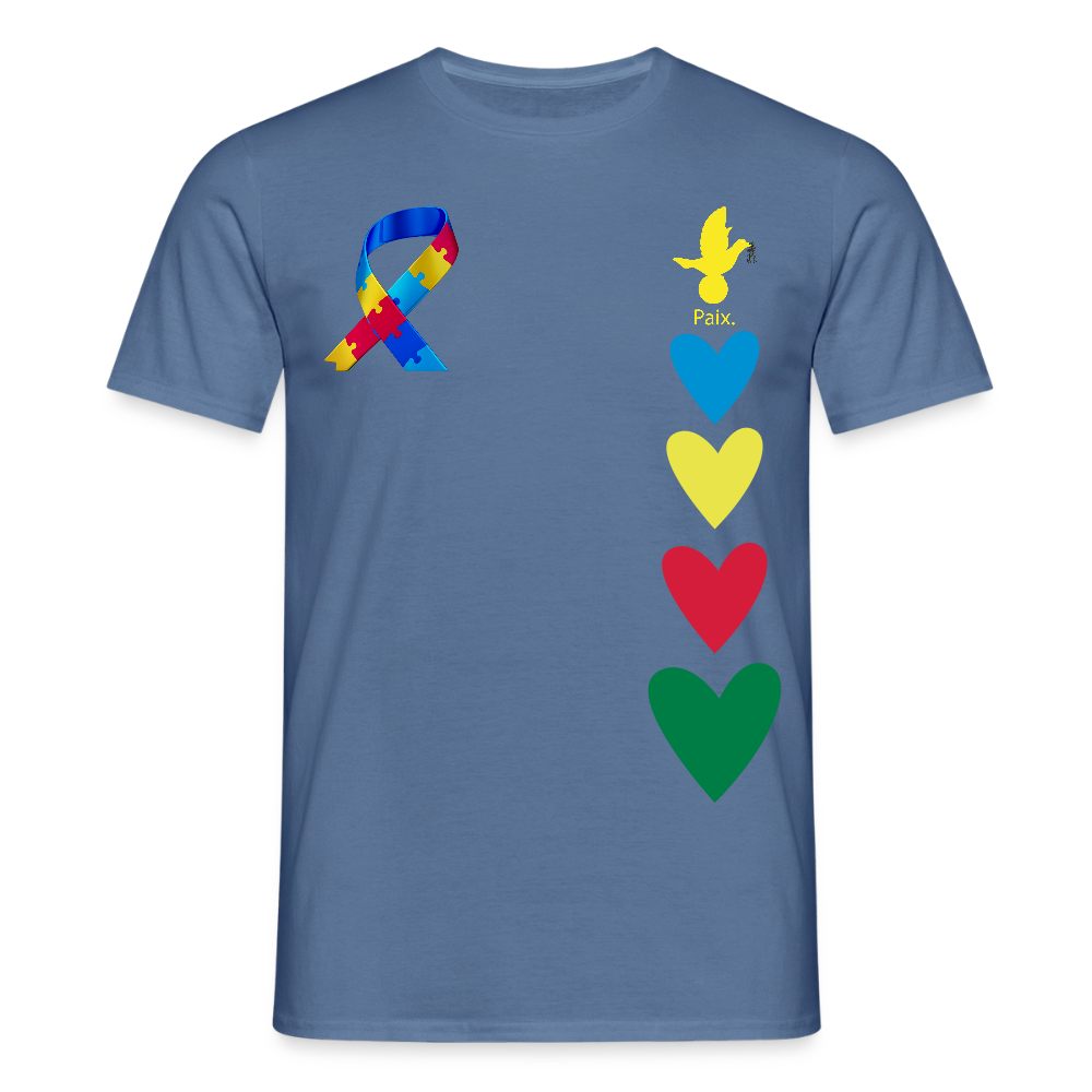 T-shirt Homme -journeemondiale trisomie 21 mars- Peace jaune - bleu pigeon 