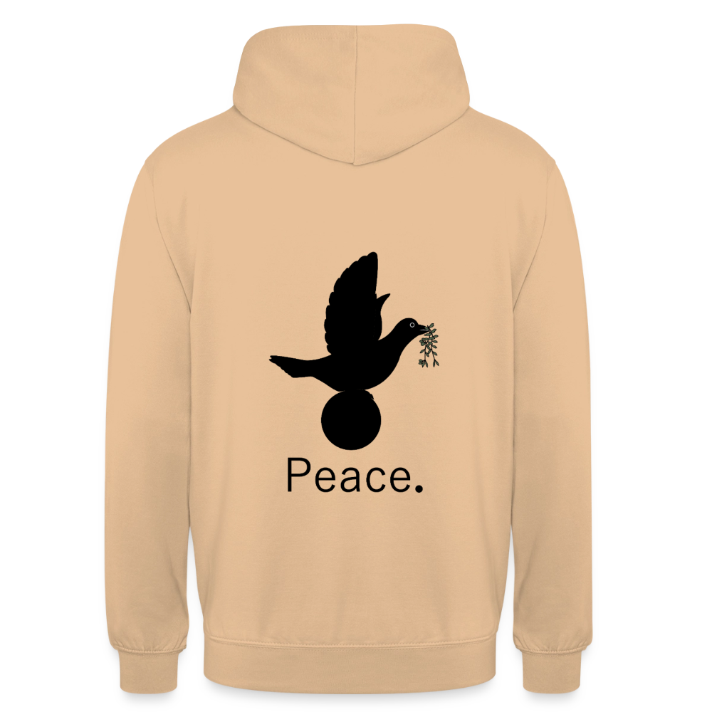Sweat-shirt à capuche unisexe_peace_noir_peaceandjoy - pêche