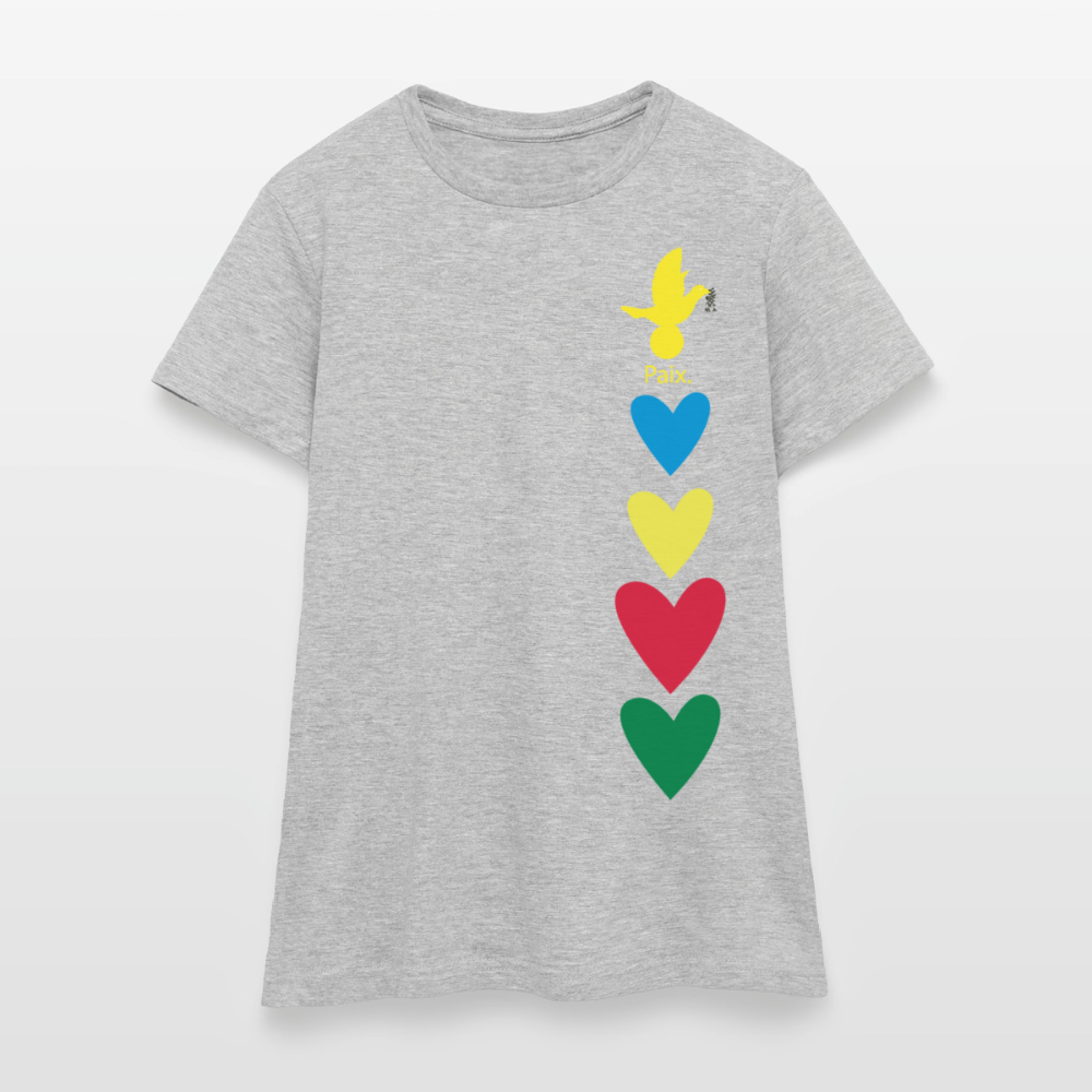 T-shirt Femme journée mondiale trisomie - Paix jaune - gris chiné