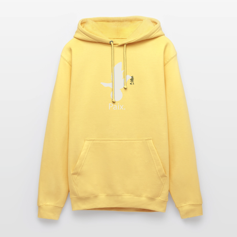 Sweat-shirt à capuche unisexe Paix blanc - Lusoquot - jaune citron