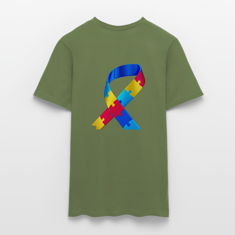 T-shirt Homme -journeemondiale trisomie 21 mars- Peace jaune - vert militaire