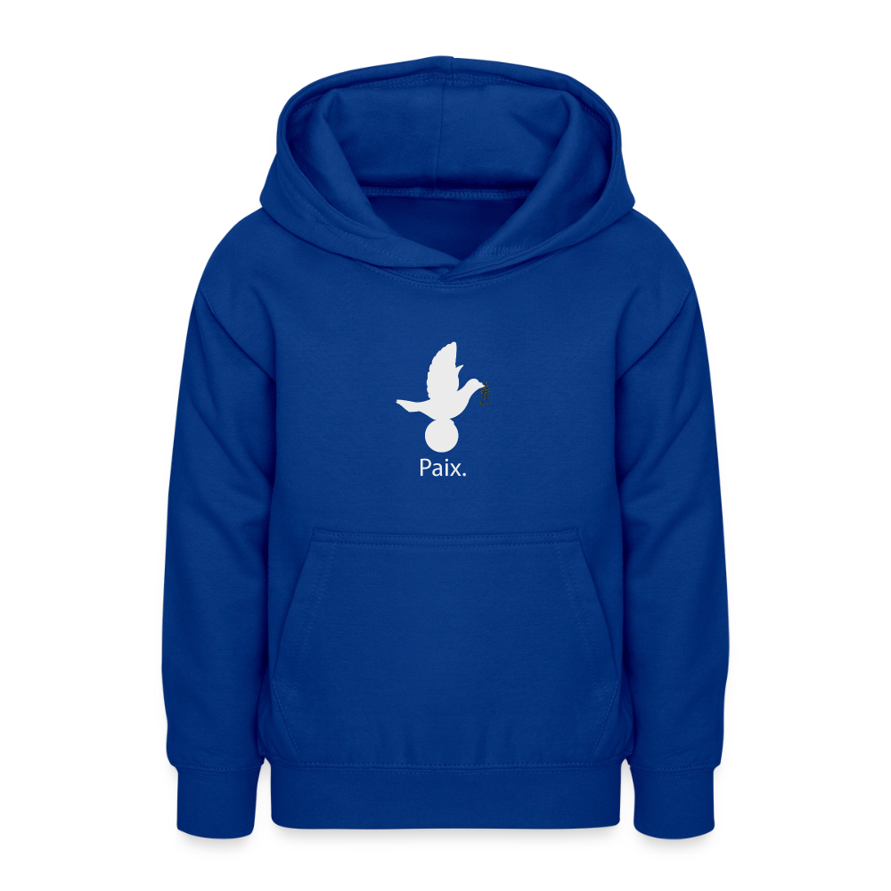 Sweat à capuche Ado Paix blanc - Lusoquot - bleu royal