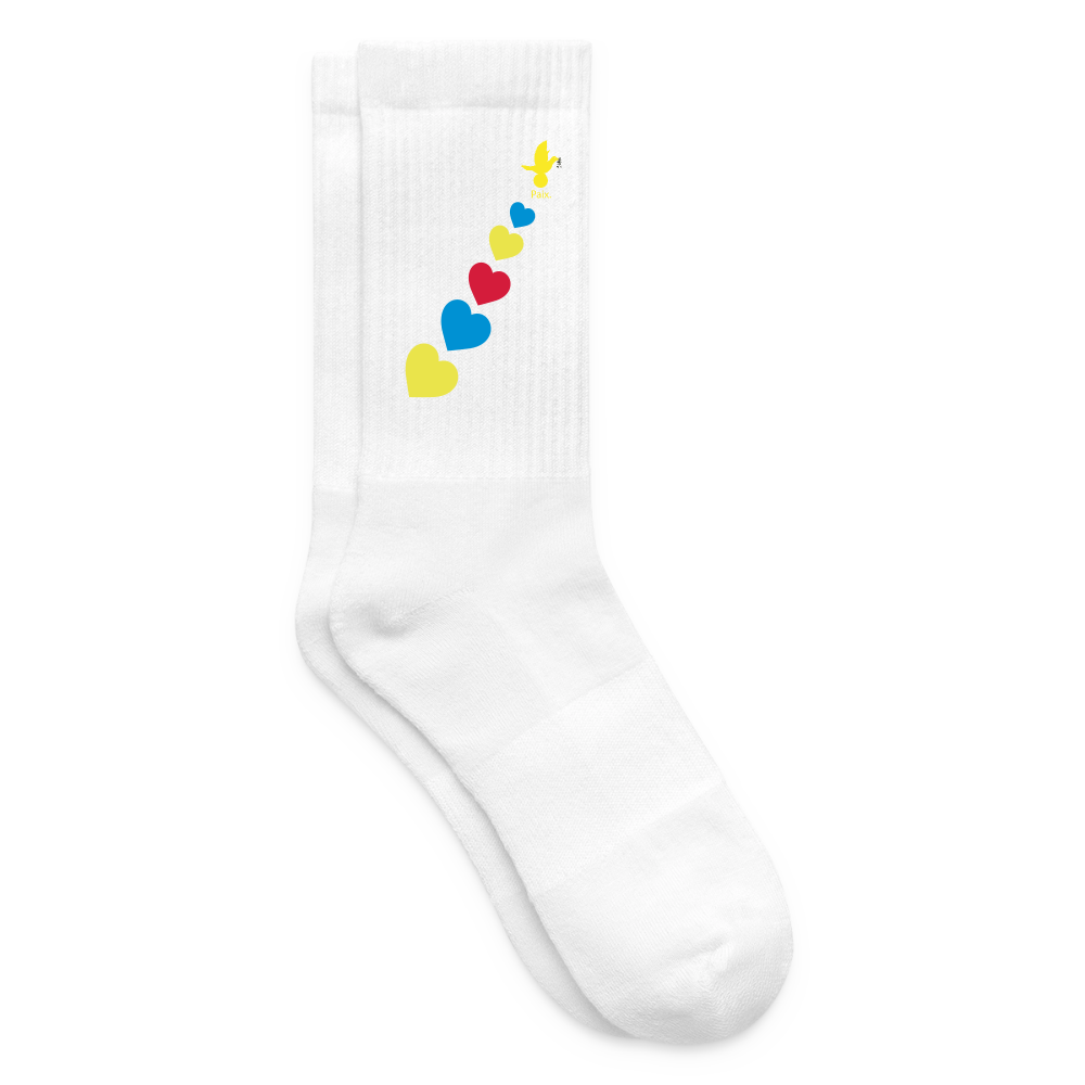 Chaussettes de tennis Trisomie 21  Paix jaune - Lusoquot - blanc