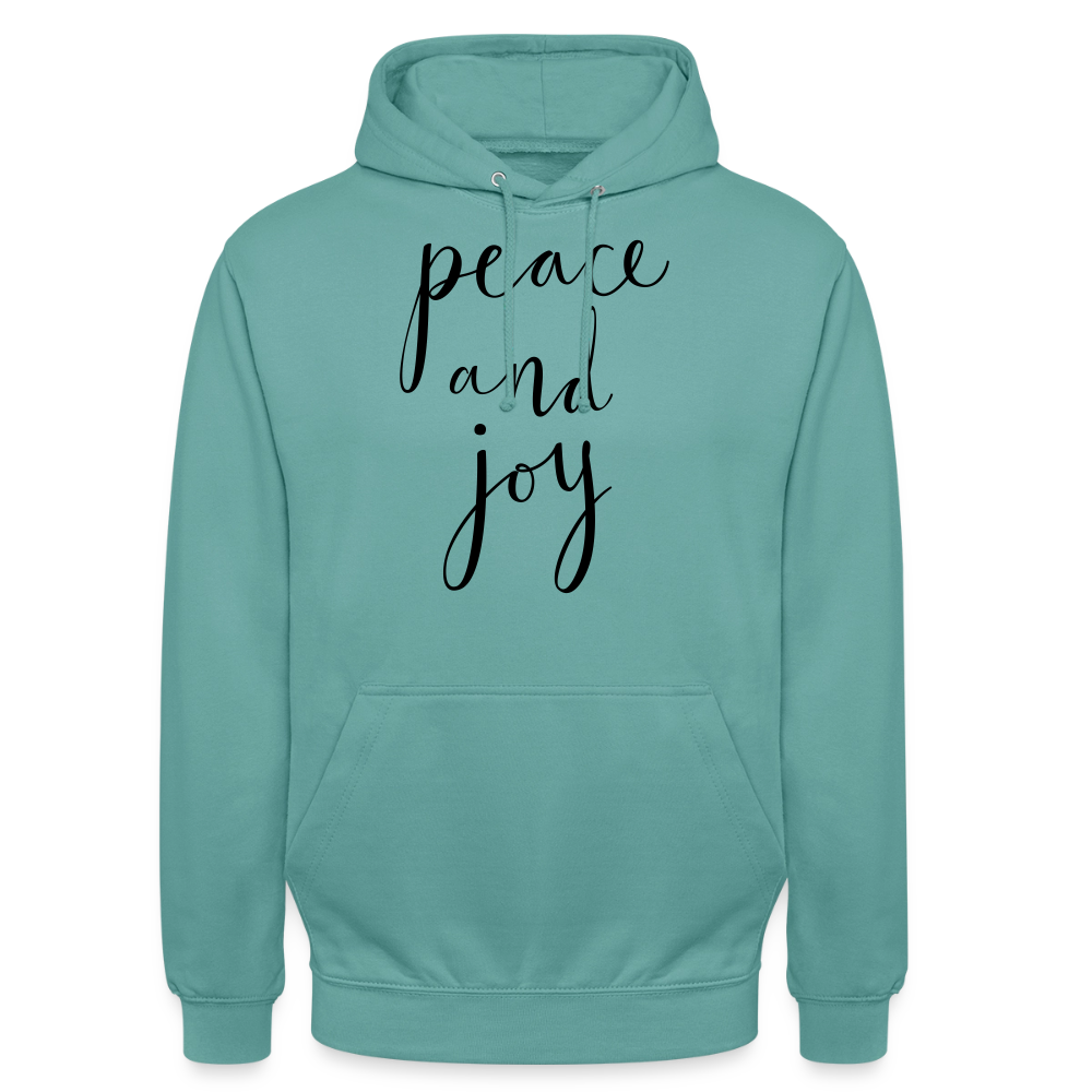 Sweat-shirt à capuche unisexe_peace_noir_peaceandjoy - turquoise pastel