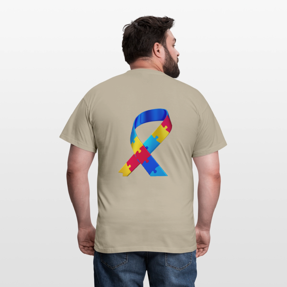 T-shirt Homme -journeemondiale trisomie 21 mars- Peace jaune - beige sable