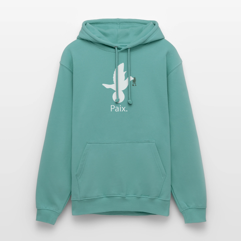 Sweat-shirt à capuche unisexe Paix blanc - Lusoquot - turquoise pastel