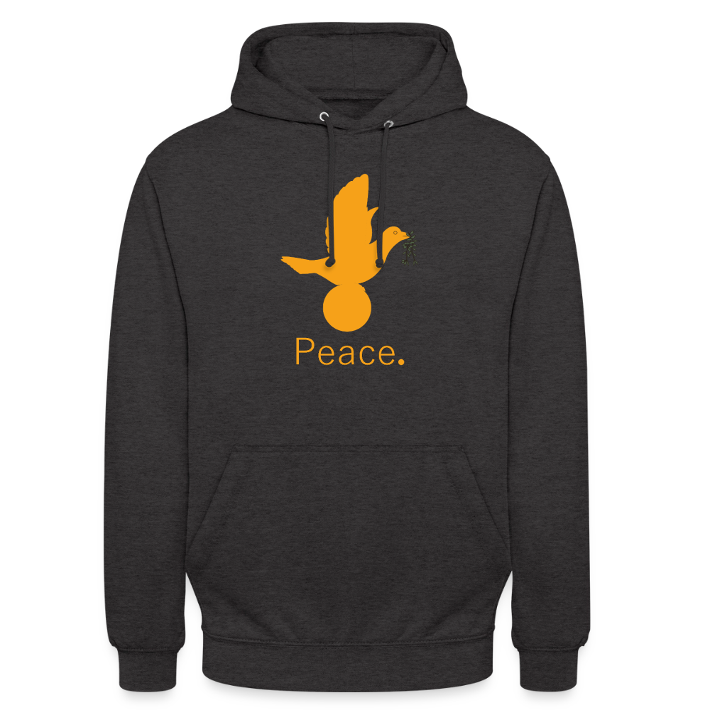 Sweat-shirt à capuche unisexe Peace. orange Lusoquot - charbon