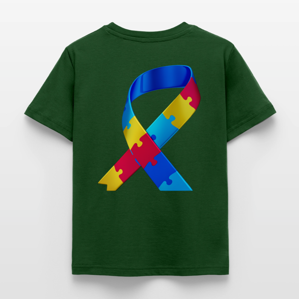 T-shirt Enfant trisomie 21 Paix jaune - Lusoquot - vert forêt