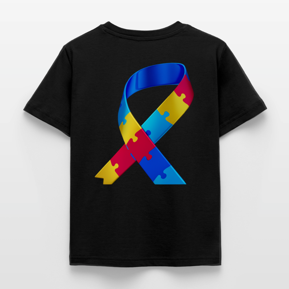 T-shirt Enfant trisomie 21 Paix jaune - Lusoquot - noir
