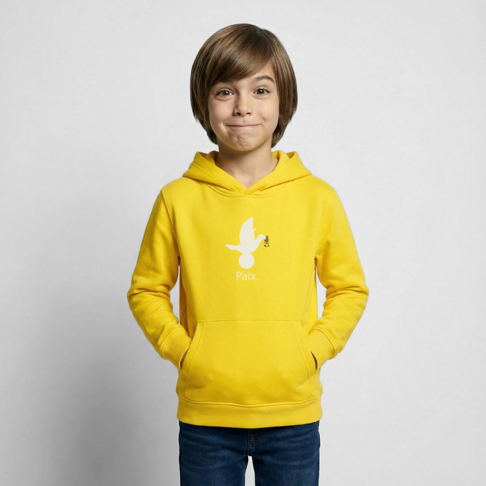 Sweat à capuche Enfant Paix blanc - Lusoquot - jaune